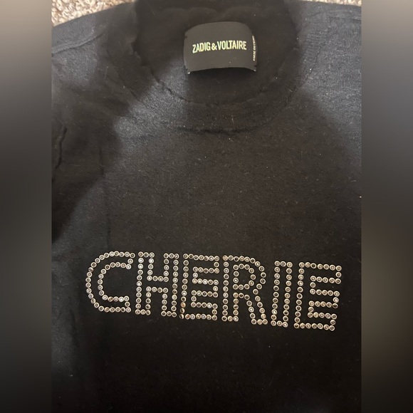 Zadig & Voltaire Cashmere Long Sleeve Sweater with Cherie Logo women’s - Picture 9 of 12